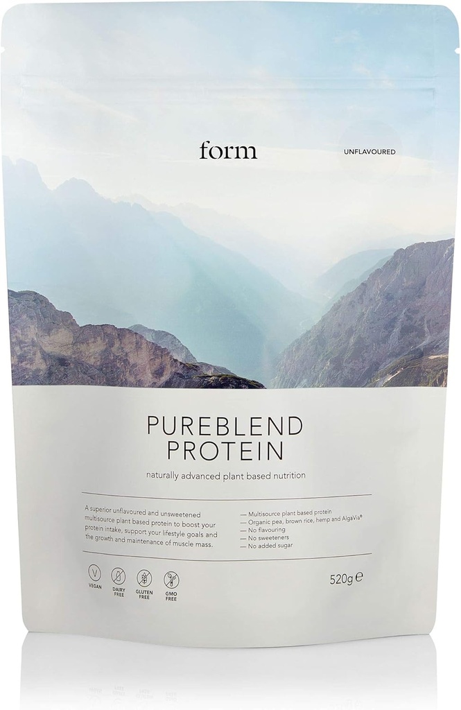 Form Pureblend Protein - Unsweetened and Unflavored Vegan Protein Powder - 15g of Plant Protein Powder Unflavored per Serving. Perfect for Your Smoothies, Cooking and Baking