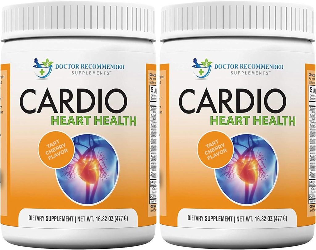 DOCTOR RECOMENDADO SUPPLEMENTOS Cardio Heart Health Powder – L-Arginine Supplement 5000mg &amp; L-Citrulline 1000mg, Tart Cherry Flavor (Pack of 2-16.82 oz / 33.64 oz)