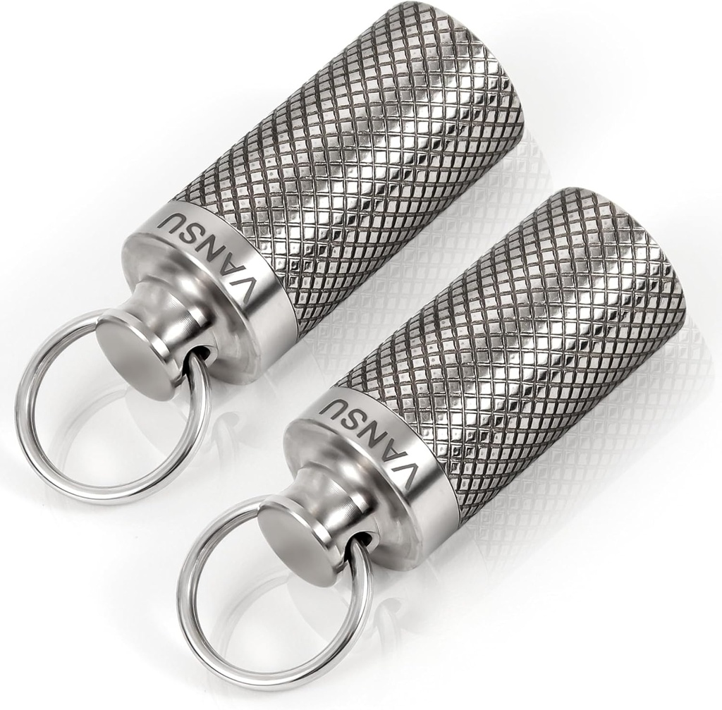 Titanium impermeable Keychain Pill Holder Container,Portable Mini Size Pill Box Caja de viaje al aire libre (2 Pack)