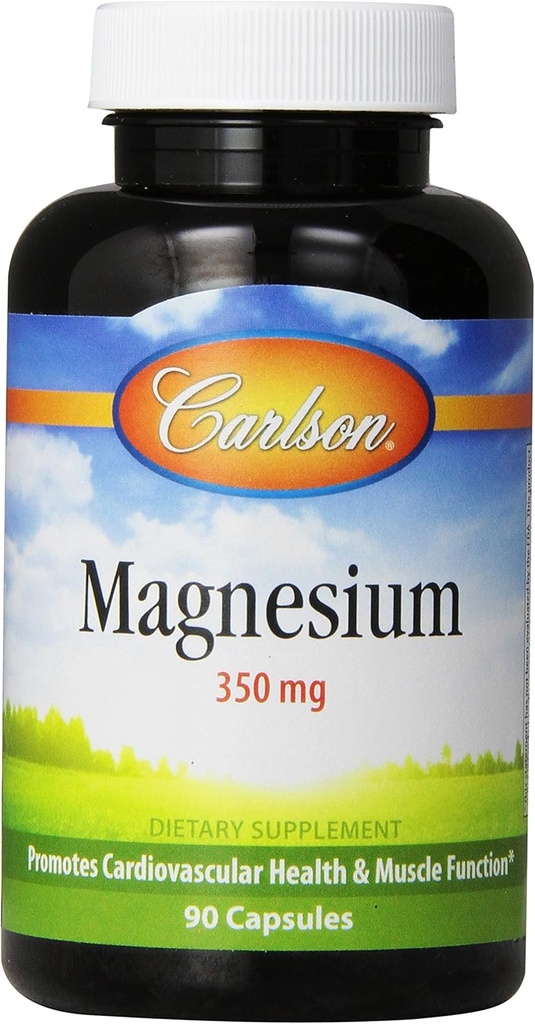 Carlson Magnesium 350 mg, Salud cardíaca y muscular, 90 cápsulas