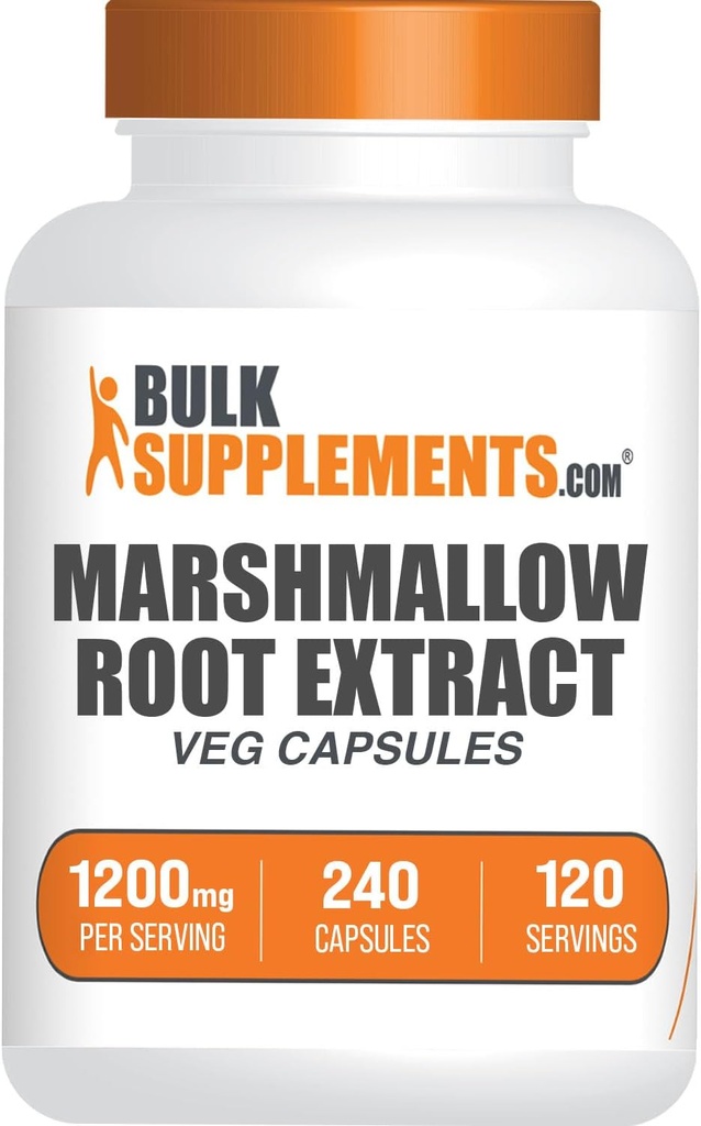 BulkSupplements.com Marshmallow Root Extract Capsules - Herbal Supplement, Marhmallow Root 1200mg - Gluten Free, 2 cápsulas por Serving, 240 Conde (Pack of 1)
