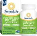 Renew Life Metabolic Boost Pre + Pro + Postbiótico; Prebióticos, Probióticos y Postbióticos Soporte Salud Digestiva Optimal y Salud Metabólica; 30 cápsulas vegetarianas*