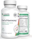Suplemento de la Armonía de Eva, Apoyo hormonal para Mujeres con Isoflavonas de Soya, Black Cohosh &amp; Red Raspberry, Non-GMO Natural PMS &amp; Menopausal Symptom Support, 60 cápsulas