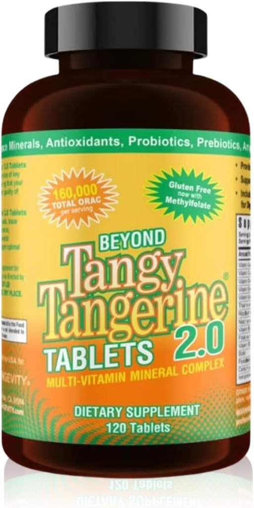 Youngevity Beyond Tangy Tangerine 2.0 Complejo Multi-Vitamin & Mineral - Hecho con alimentos naturales y completos Silencio 160,000 ORAC viv 120 Tablets - 2-Pack