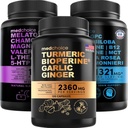 MEDCHOICE Turmeric " Ginger (120ct), Sleep Melatonin (90ct), and Nootropic Brain (60ct) Supplement Bundle - Wellness Trio for Brain, Sleep, " Immune Support - Vegan, Non-GMO, Gluten-Free