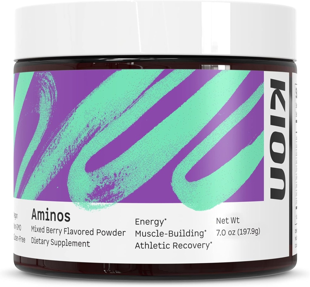 Kion Aminos - Aminoácidos esenciales Suplemento, Aminoácidos esenciales Polvo para la recuperación muscular, BCAA EAA No Caffeine, Amino Acid Powder, Amino Energía Esencial - 30 Servimientos, Berry mixto