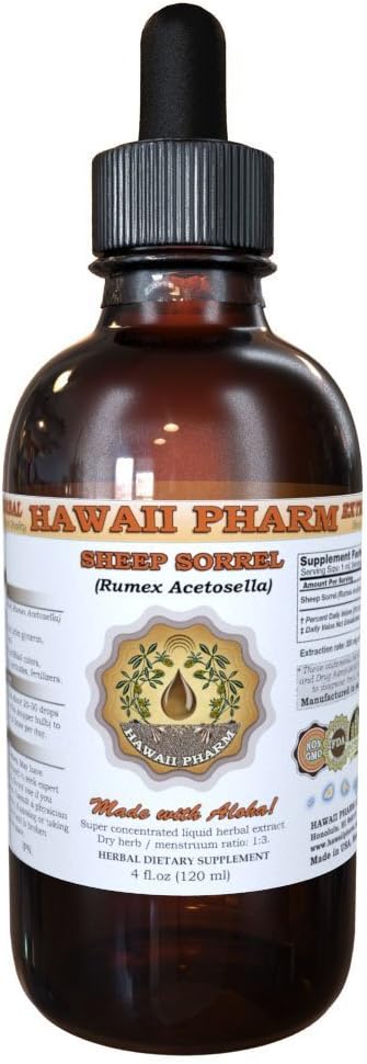 HawaiiPharm Sheep Sorrel Liquid Extract, Orgánica Sheep Sorrel (Rumex acetosella) Tintura, Suplemento Herbal, Hecho en EE.UU., 2 fl.oz