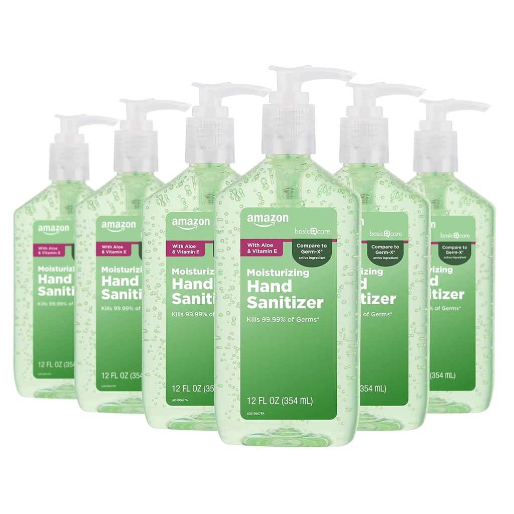 Cuidado básico - Aloe Vera Hand Sanitizer 62%, 12 fl oz (Pack of 6)