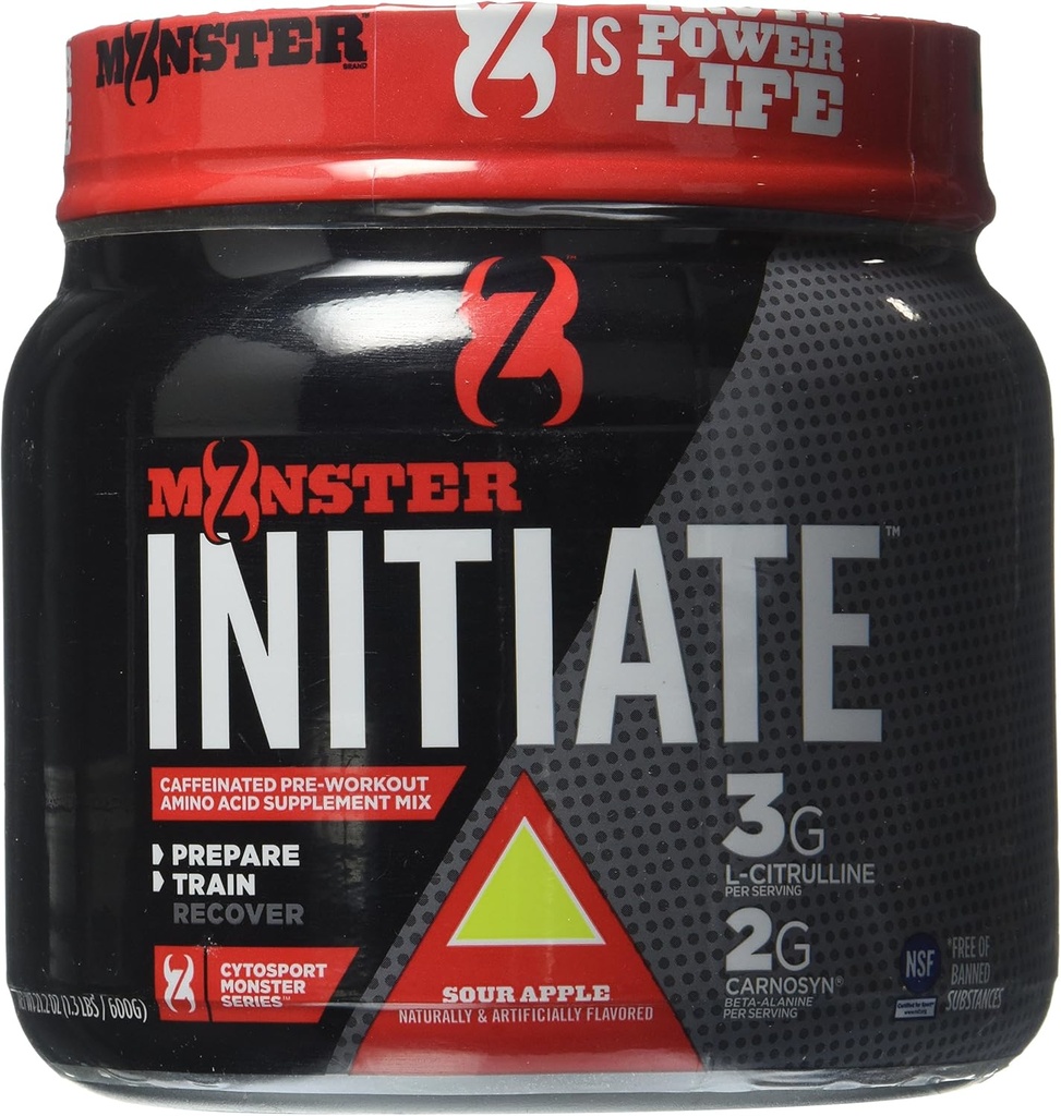 Monstruo de Cytosport Inicia Bebida Nutricional, Polvo Pre Workout, Manzana Sour Flavored, 600 Gram (30 Servimientos)