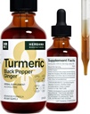 Tormérico 3-en-1 Líquido Extracto - Curcumin &amp; Ginger, Black Pepper - Suplemento Natural Herbal - Immune and Brain Booster Tintura (2 FL OZ)