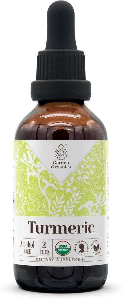 Tormérico USDA Extracto Orgánica Libre de Alcohol ← Suplemento dietético, Tintura de alta potencia Silencio Natural Certificada Turmérica Orgánica (Curcuma Longa) Root seco (2 oz)