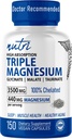 Nutri Triple Complejo de Magnesio 440mg - Magnesium Glycinate, Malate, & Taurinate - 100% Chelated for Maximum Absorption - 120 Vegan Capsules - Complejo Triple Complejo Magnesio - Complejo Triple Magnesio