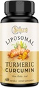 Liposomal Turmeric Curcumin Supplement 2000mg, 95% Standardized Curcuminoid Extract & Organic Root Powder with Piperine Black Pepper Fruit (15mg), 60 softgels