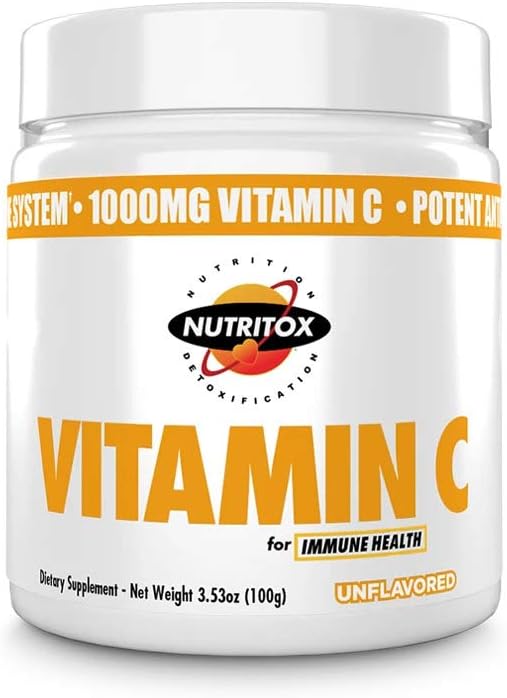 Suplemento de Polvo de Vitamina C - Ácido Ascórbico Puro - No GMO - Vitamina desenfrenada C - 100 Servimientos
