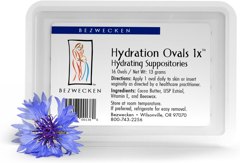 Bezwecken – Hydration Ovals 1x – 16 Oval Suppositories - Professionally Formulated to Alleviate Vaginal Dryness in Menopausal Women - Safe, Natural &amp; Paraben Free