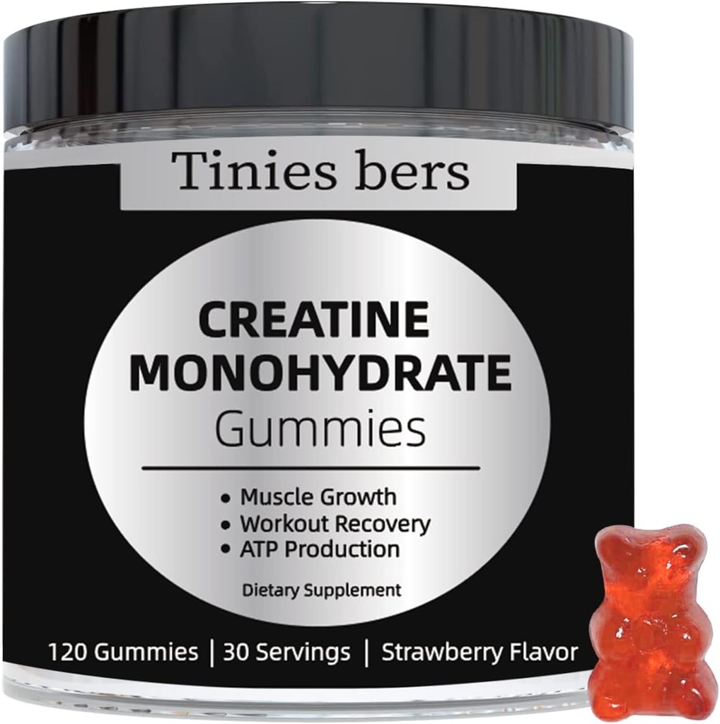Creatine Monohydrate Gummies for Men & Women 5g, Sugar Free Chewable Creatine for Muscle Gain & Strength, ATP Energy, Muscle Recovery, Brain Health, Gluten Free, Non-GMO, 99% Absorbed, 30 Servings