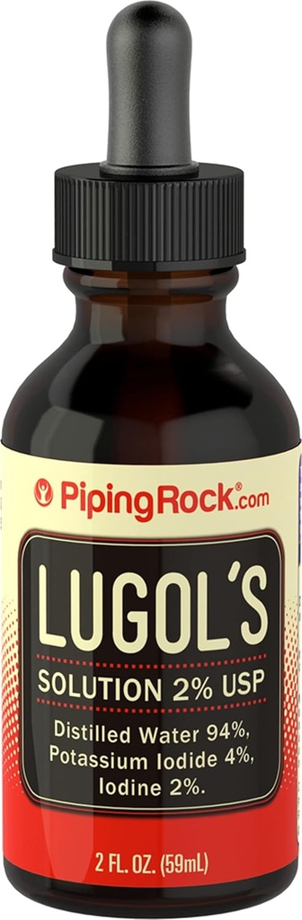 Lugols Iodine gotas 2% 2 fl oz ← Suplemento líquido tóxico Potasio Iodide 4% tóxico por Piping Rock