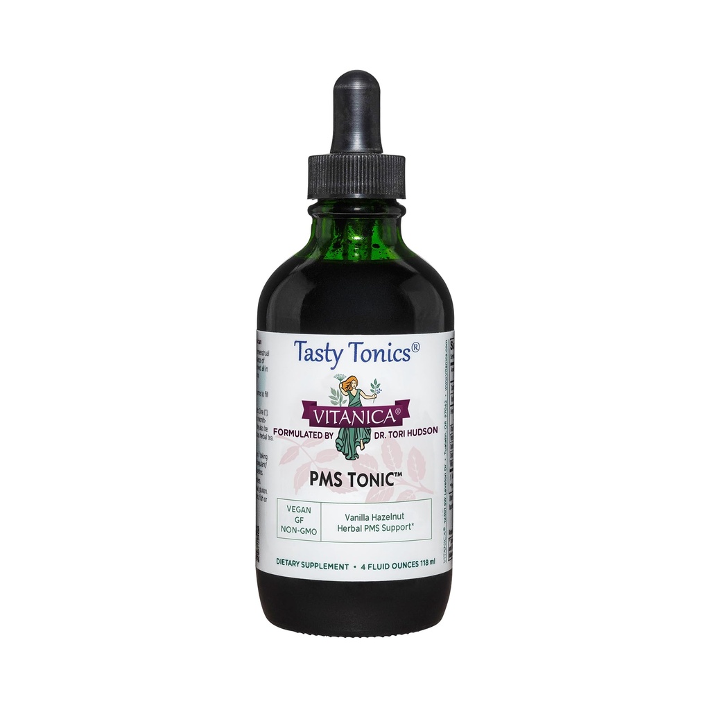 Vitanica PMS Tonic, Premenstrual Support and Relief, Saint Johns Wort, Dong Quai, Chaste Tree Berry, Wild Yam and More, Vegan, 4 Ounce