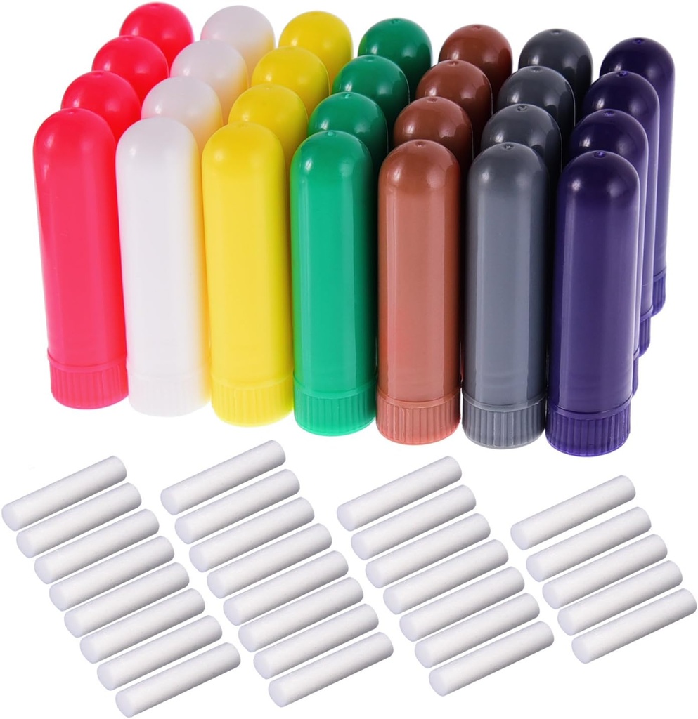 eBoot 28 Sets Aromaterapia Aceite Esencial Inhaladores Nasal Tubos Refillable Inhaler Stick, 7 Colores, con Wicks