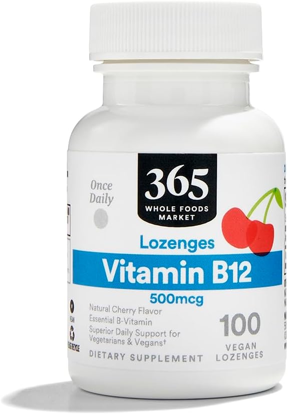 365 by Whole Foods Market, Vitamin B12 500mcg Lozenges, Natural Cherry Flavor, Vegan, 100 Count