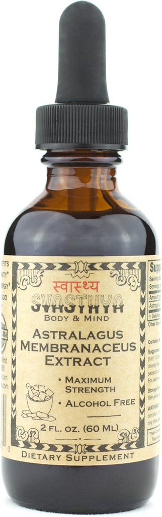 SVASTHYA BODY &amp; MIND Astragalus Membranaceus Liquid Extract - Boost Immune System " Mental Clarity, Natural Healing " Stress Relief, Made In The USA, GMP, 2 oz