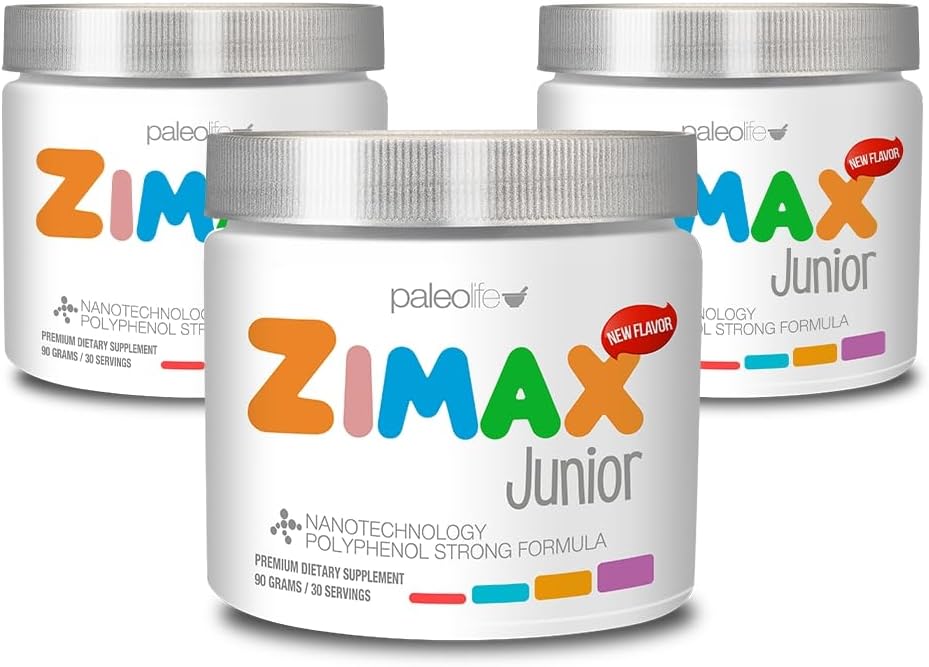 ZIMAX Junior Super ANTIOXIDANT para Niños y Adolescentes Entre 4 y 16 Años - 100% Natural con Vitamina c, Magnesio y Vitamina d3 - Alta Absorción Curcumina, Ginger + Minerales