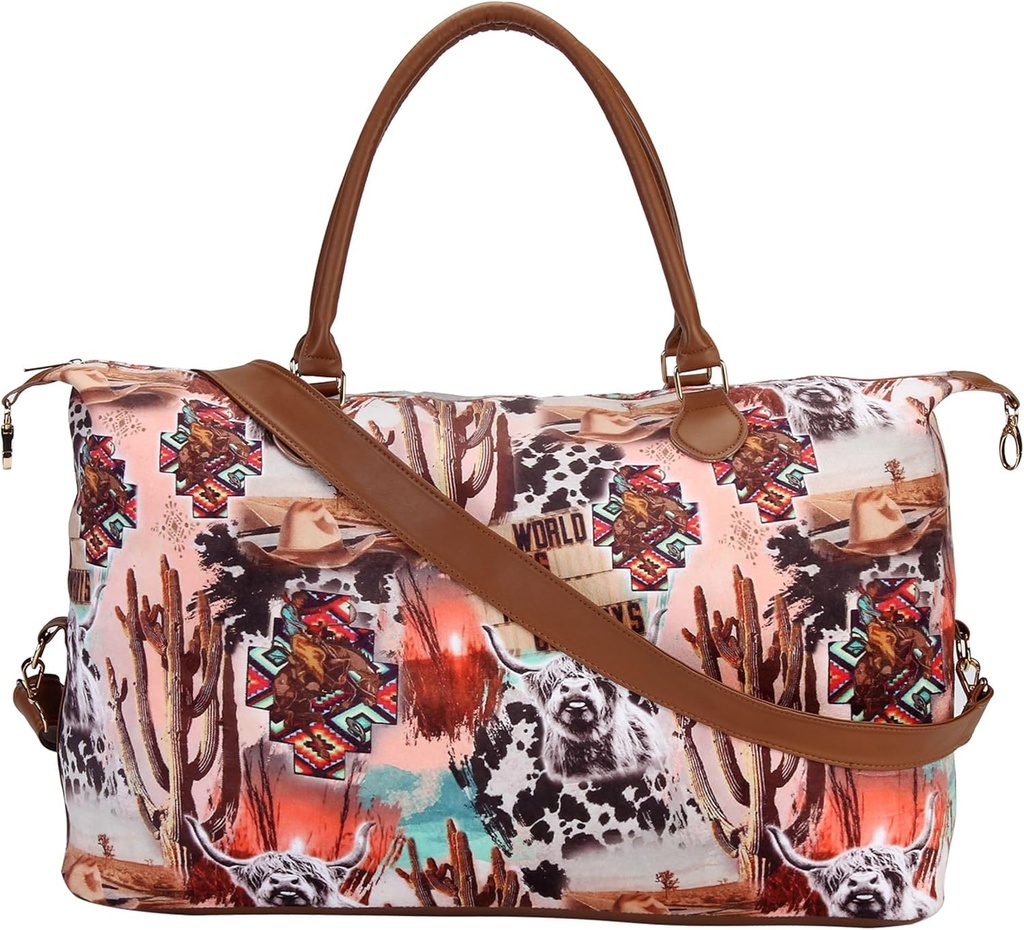 Weekender Bag Duffle Bag For Women Large Travel Tote Bag Overnight Weekend Bags With Shoulder Strap Cow Leopard Atzec…