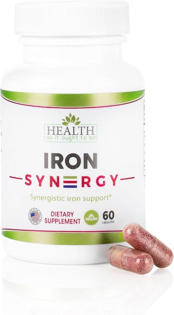Salud Como Ought To Be Iron Syn3rgy Suplemento  Physician Formulated Capsules with Iron, Copper, Beet Root, Vitamin C ANTE 60 cápsulas