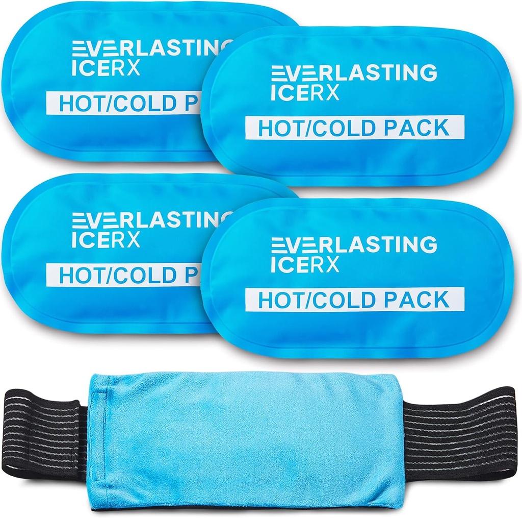 Reutilizable Hot and Cold Gel Ice Pack Wrap (4 Pack) para lesiones - Ajustable & Flexible para rodillas, espalda, hombros, brazos y piernas - Reutilizable