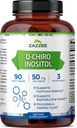 Zazzee D-Chiro-Inositol, 50 mg por cápsula, 90 cápsulas veganas, dosis ideal para 40:1 ratio con Myo-Inositol, 3 meses de suministro, 100% vegetariano, no GMO