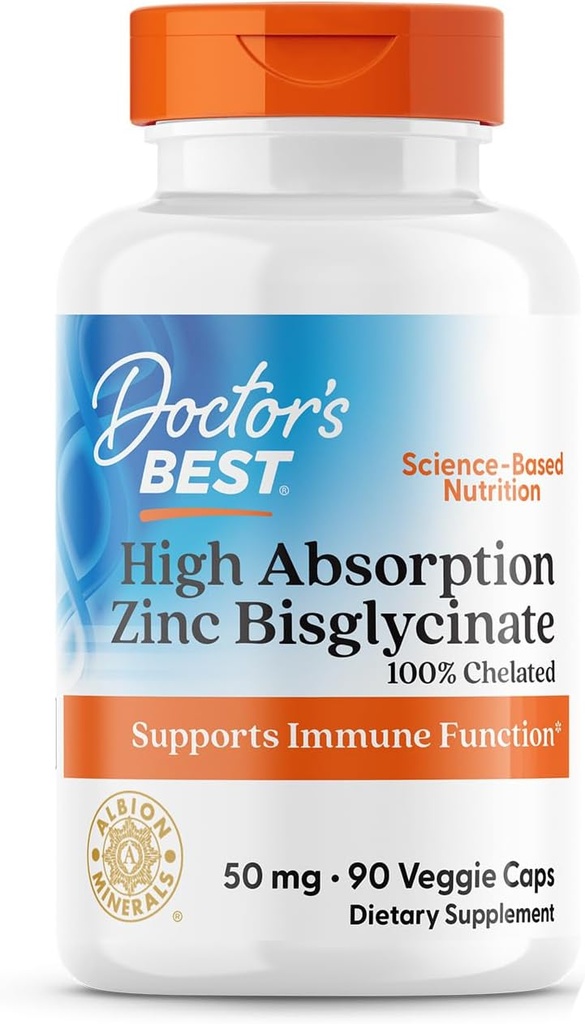 La mejor absorción alta del médico Zinc Bisglycinate 50mg High Potency Supporting Enhancing Immune System Antioxidant VC, 90 Count