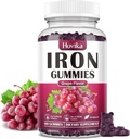 Suplemento de Hierro para Hombres, Suplementos de Hierro para Anemia con Vitamina C, B12, Folate-Blood Builder " Energy Support for Iron Deficiency-Grape Flavor, Vegan, 60 Gummies