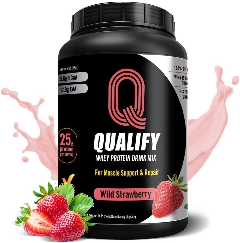 Strawberry Whey Protein Powder. 25g Protein Shake Powder for Post Workout Recovery, Smoothie & Baking. Gluten & Sugar Free, Highly Kosher, Essential Amino Acids (5.5g BCAA, 2.7g Leucine), 23 Servings