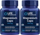 Extensión de la vida Caps de magnesio, 500 mg, Magnesium Succinate, Heart Health, Healthy Bones, Metabolism Support - Pack de Dos - 2 x 100 cápsulas vegetarianas