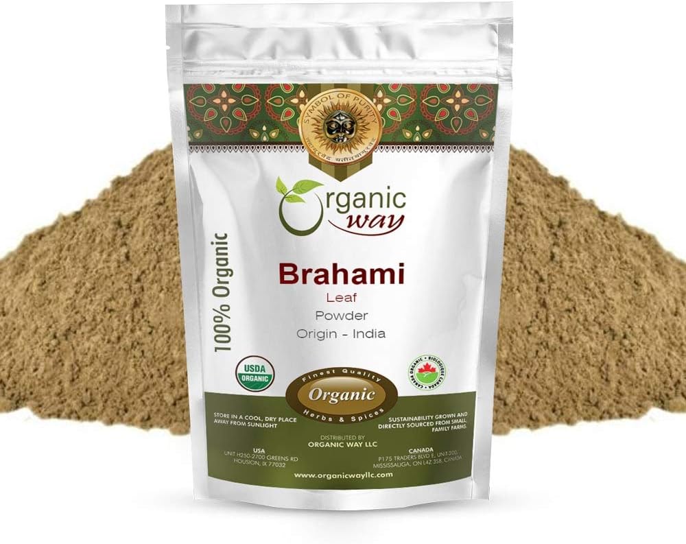 Orgánica Brahmi Leaf Powder (Bacopa Monnieri) - Orgánica &amp; Kosher Certified  Raw, Vegan, Non Gluten Free ← USDA Certified  duradera Origin - India (16 Oz)