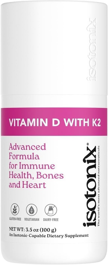 Isotonix Vitamina D con K2, promueve la densidad mineral ósea normal, promueve las arterias sanas, ayuda a mantener la salud ósea, apoya la salud inmunitaria, la América del mercado (30 servicios)