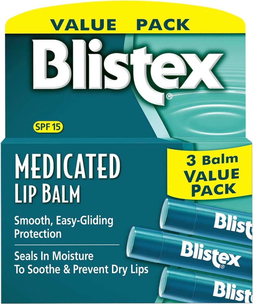 TheraTears Dry Eye Therapy Eye Drops, 1.0 Fl Oz and Blistex Medicated Lip Balm, 0.15 Ounce, 3 Count SPF 15 Sun Protection Lip Balm Bundle