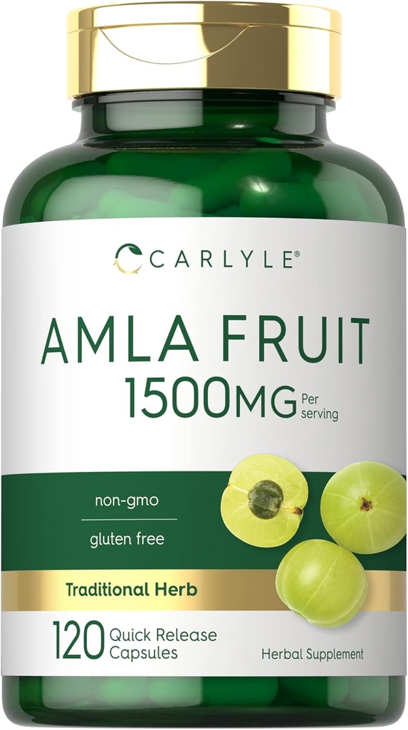 Carlyle Amla Capsules 1500mg Silencio 120 Conde ← Amalaki Fruit ← Herbal Extract Suplemento No GMO y Gluten Free