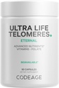 Codeage Ultra Life Telomeres Suplemento - 5 MTHF Folate Vitamina B9, Vitamina B12 Metilcobalamina, Vitamina D3, L-Theanine, Ashwagandha - 3 meses de suministro - ADN, ciclo de metilación - No GMO - 90 cápsulas