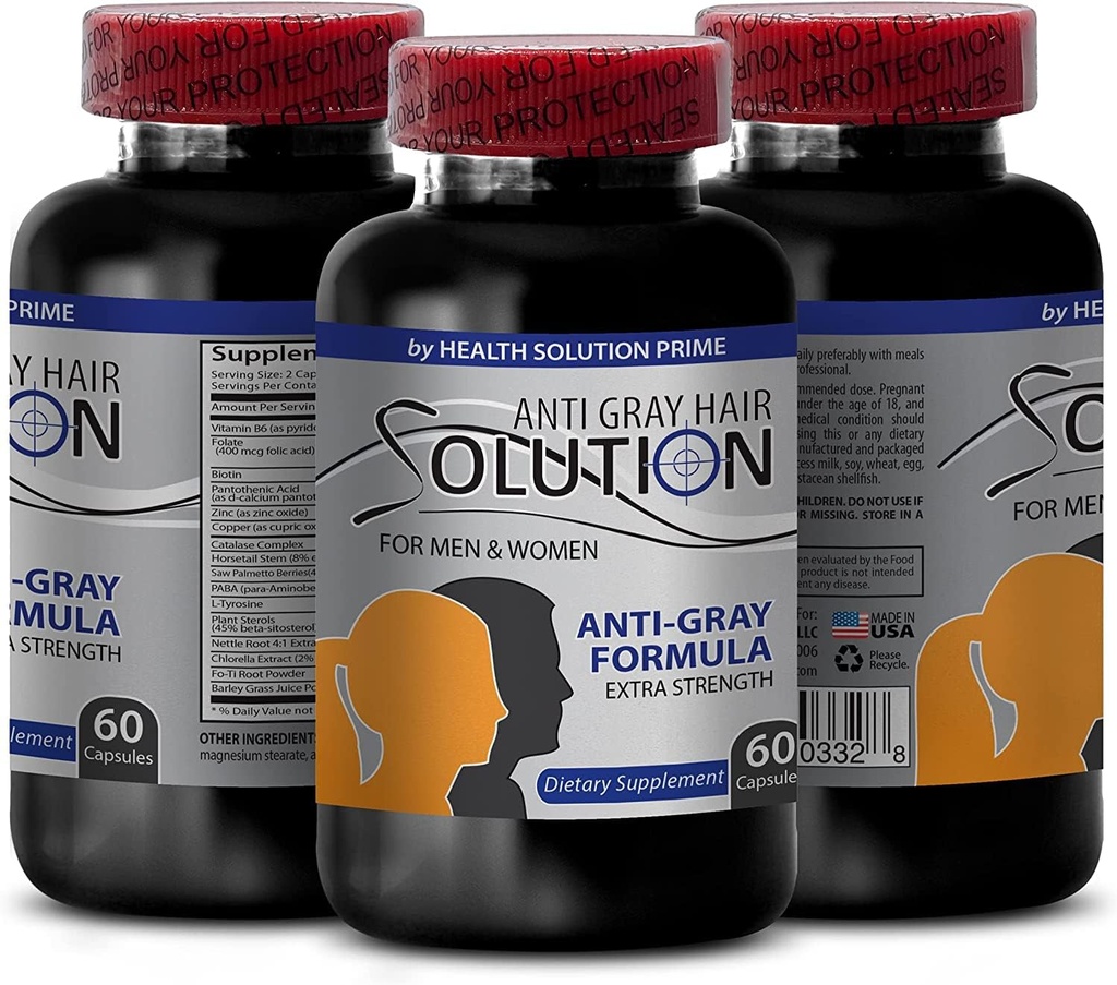 Gris Hair Reversal Pills - biotina Suplemento - Anti Gray Hair Solution - Energy Vitamin, biotin Suplemento, Hair Growth Products, Biotin for Gray Hair Prevention, Natural Hair Products, 1 Bot 60 Caps