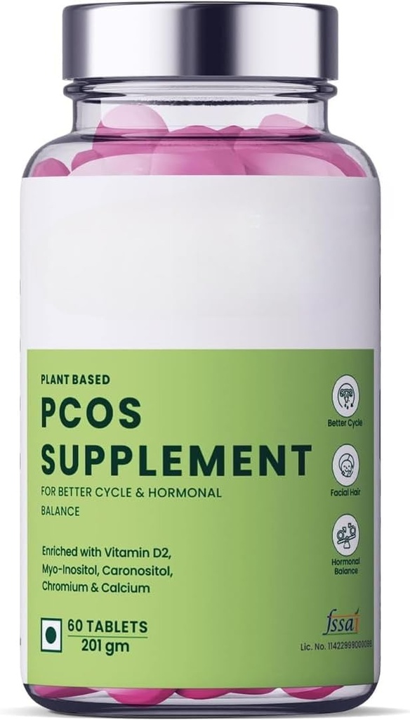 Multivitamina PCOS con Myo-Inositol, ácido lipoico alfa, regularizar ciclo menstrual, equilibrio niveles hormonales " reduce el acné para las mujeres, 60 tabletas de veg (Pack de 1)