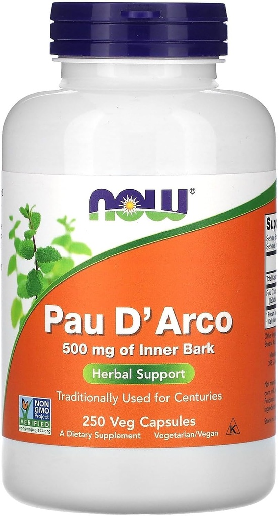 Ahora Alimentos PAU D' Arco, 500 mg, 250 cápsulas de verduras