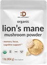 SUPLEMENTO DEAL Los leones orgánicos Mane Mushroom Powder Suplemento, 1.500mg Por Serving, 1lb – Cuerpo de Fruto Activo & Extracto de Micelio – Natural Brain Nootropic &amp; Immune System Booster – Non-GMO