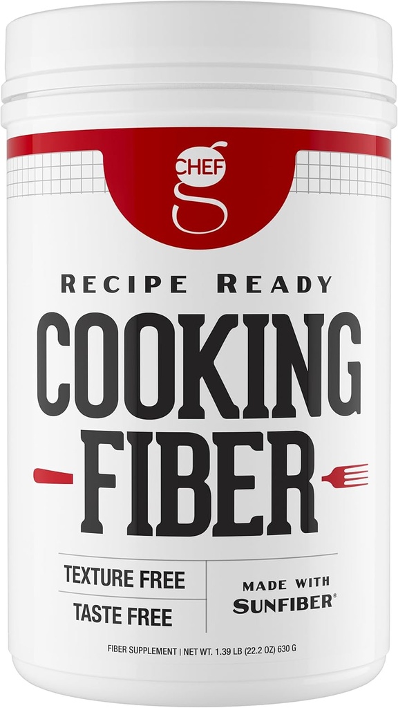 Chef G's Cooking Fiber (90 Serving) - Made with Sunfiber® | No Taste, Odor, or Grit | All Natural & Gluten Free | Low FODMAP, Certified Glyphosate Residue Free, Vegan