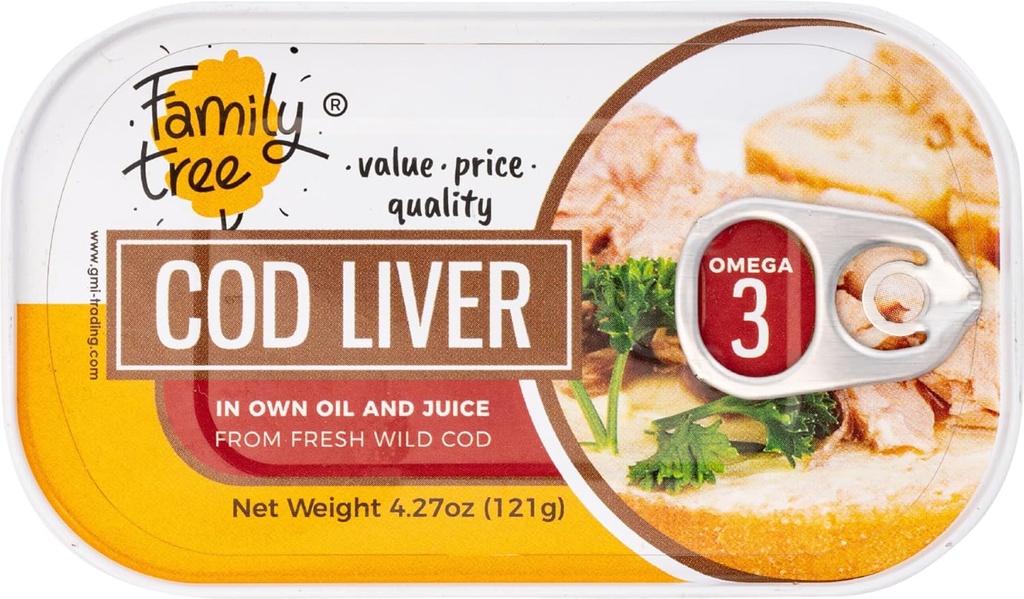 Árbol de la familia Islandia Wild Caught Cod Liver en Own Oil 4.27 oz (paquete de 12)