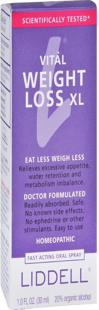 Liddell Homeopathic Weight Pérdida Fórmula, X-Large, 1 Fluid Ounce