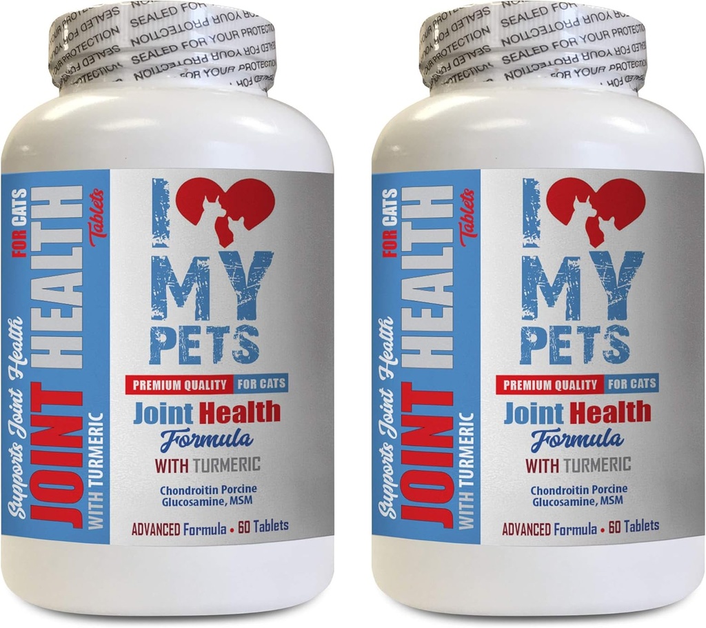 AMO MI PETS LLC Suplementos conjuntos para gatos - Cats Joint Health with Turmeric - Powerful Formula - VETS Elección - Suplemento de calcio para gatos - 2 Botellas (120 Treats)
