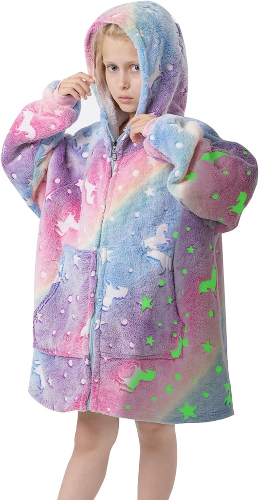 MeMoreCool Wearable Blanket Kids Blanket Hoodie, Hooded Blanket Kids Comfy Blanket Sweatshirt, Toddler Blanket con Hood