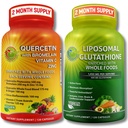 Immune & Cellular Support Bundle – Liposomal Glutathione 500mg with Whole Foods " Quercetin with Bromelain, Vitamin C, and Zinc Whole Food Complex – Vegan, Non-GMO, Clean Daily Wellness Support