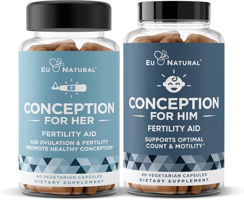 Concepción Fertilidad para Su Bundle - Fertilidad Suplementos Combo para Mujeres y Hombres – Vitaminas Prenatales – Promover el equilibrio hormonal, consistencia de ciclos, ovulación de ayuda – 120 Conteo